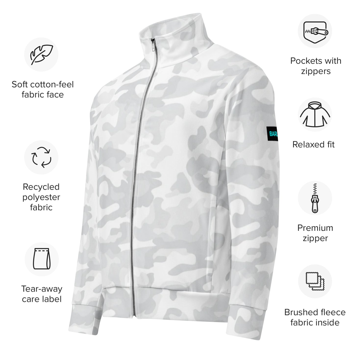 Track Jacket Recycled White Camouflage Design
