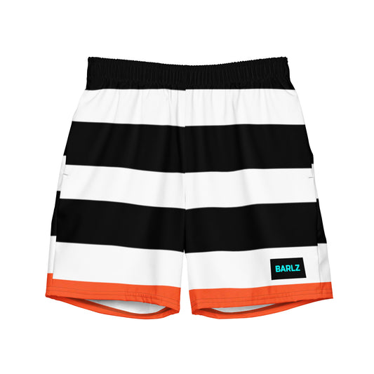 Men Swim Trunks Recycled With Stripes & Orange