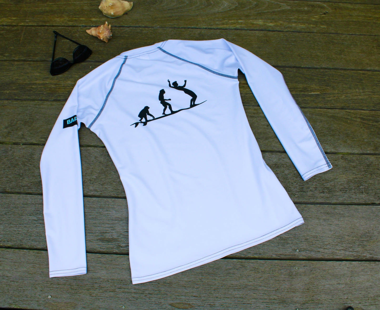 Recycled Short Sleeve Rash Guard Surfing White