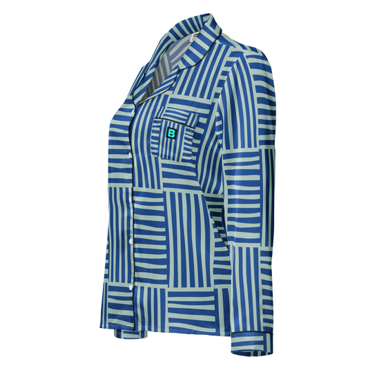 stripe print beachwear long sleeved pajama top
