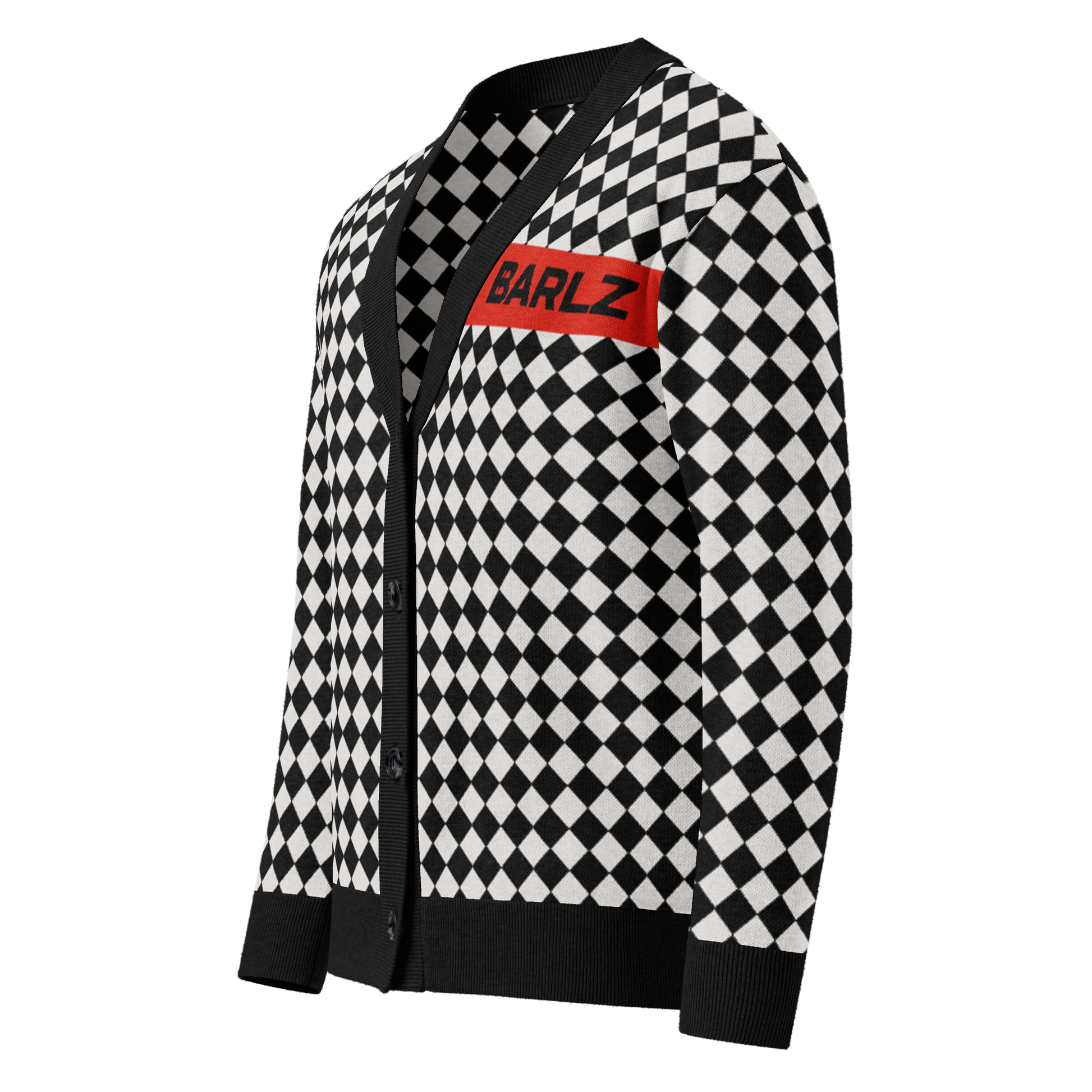 black and white pattern knit surf sweater